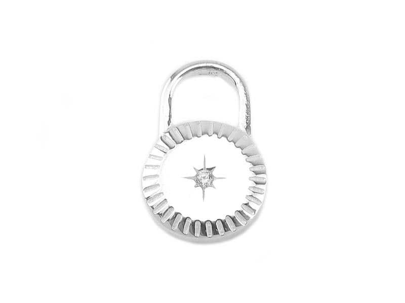 Sterling Silver Lock Pendant with CZ Pole Star 15mm