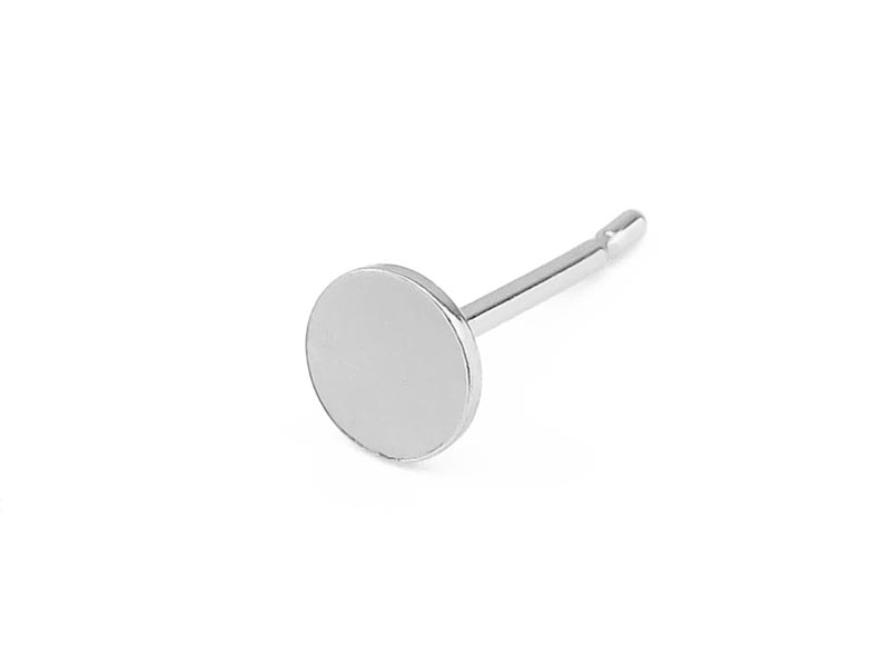 Sterling Silver Ear Post with Disc 4mm