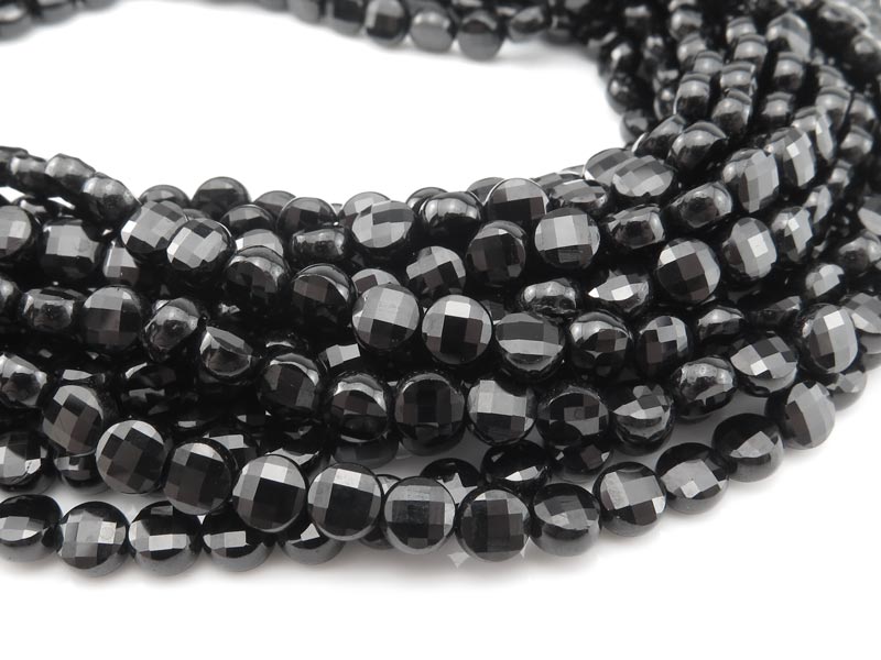 AAA Black Spinel Faceted Coin Beads 4mm ~ 12.5