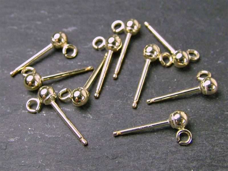 Gold Filled Ear Post w/Ball 3mm ~ Open Ring