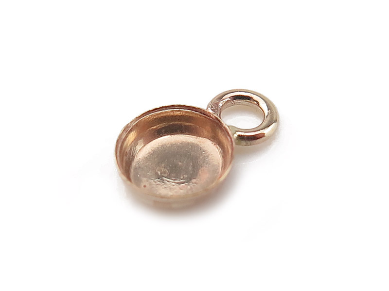 Gold Filled Round Bezel Cup Setting with Loop 4mm