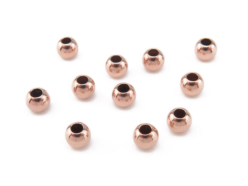 Rose Gold Filled Plain Bead (Large Hole) 4mm ~ Pack of 10