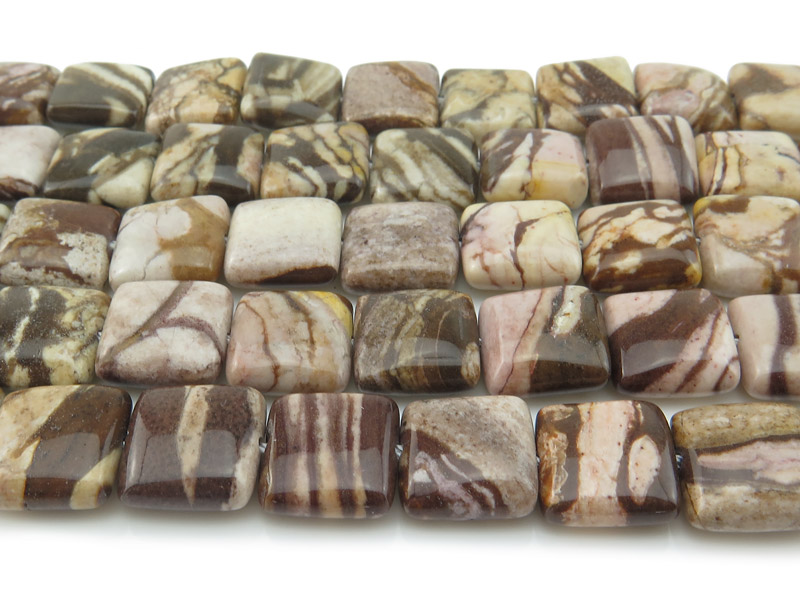 Zebra Jasper Square Beads 12mm ~ 15.5'' Strand