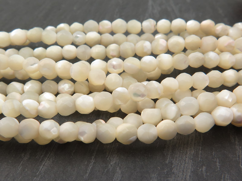 Mother of Pearl Faceted Round Beads 3.75mm ~ 15.5'' Strand