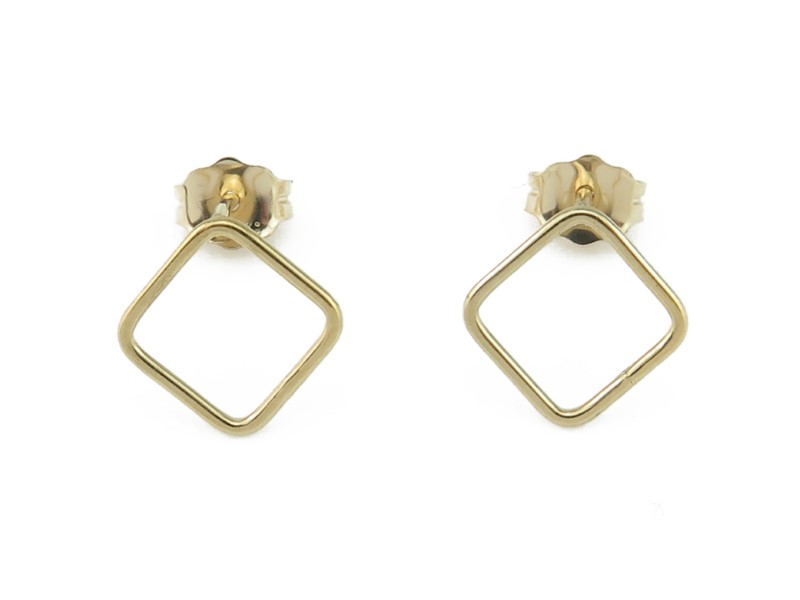 Gold Filled Open Square Ear Studs ~ PAIR