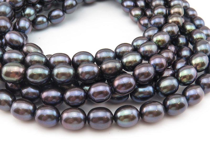 Freshwater Pearl Black Rice Beads 9-10mm ~ 16'' Strand