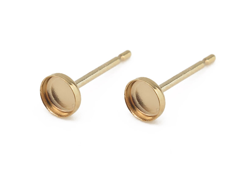 Gold Filled Round Bezel Cup Ear Stud 3mm ~ PAIR