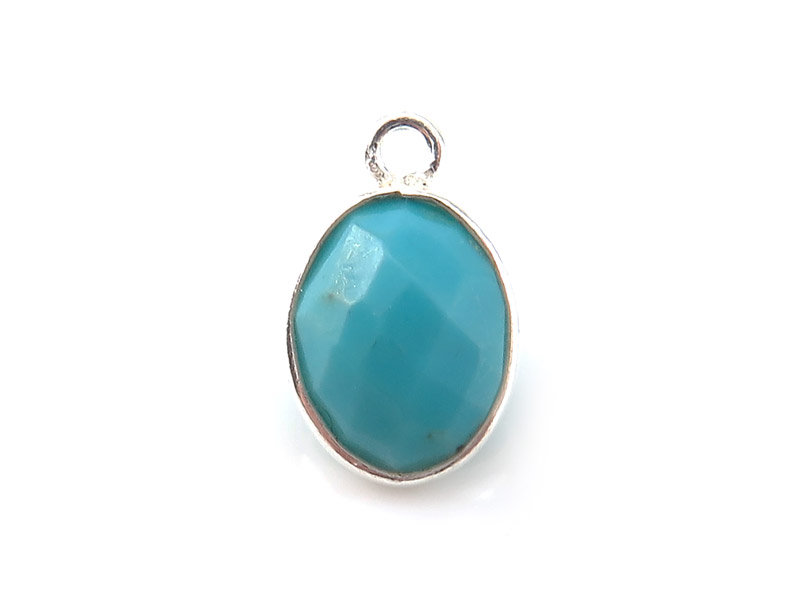 Sterling Silver Turquoise Oval Charm 11-12mm
