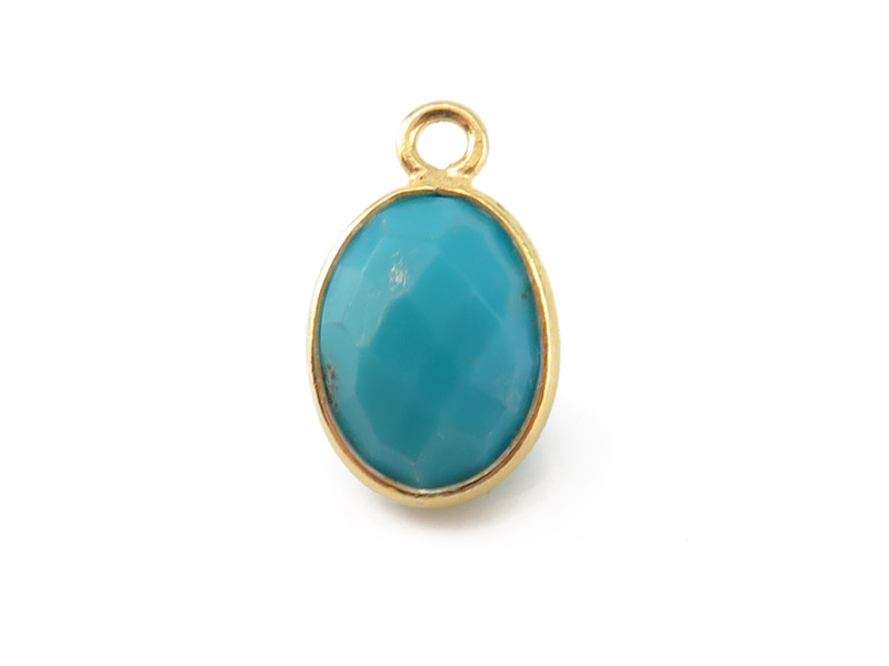 Gold Vermeil Turquoise Oval Charm 11-12mm