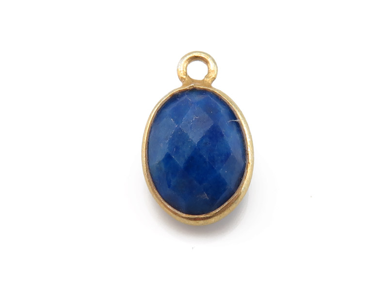 Gold Vermeil Lapis Lazuli Oval Charm 11-12mm