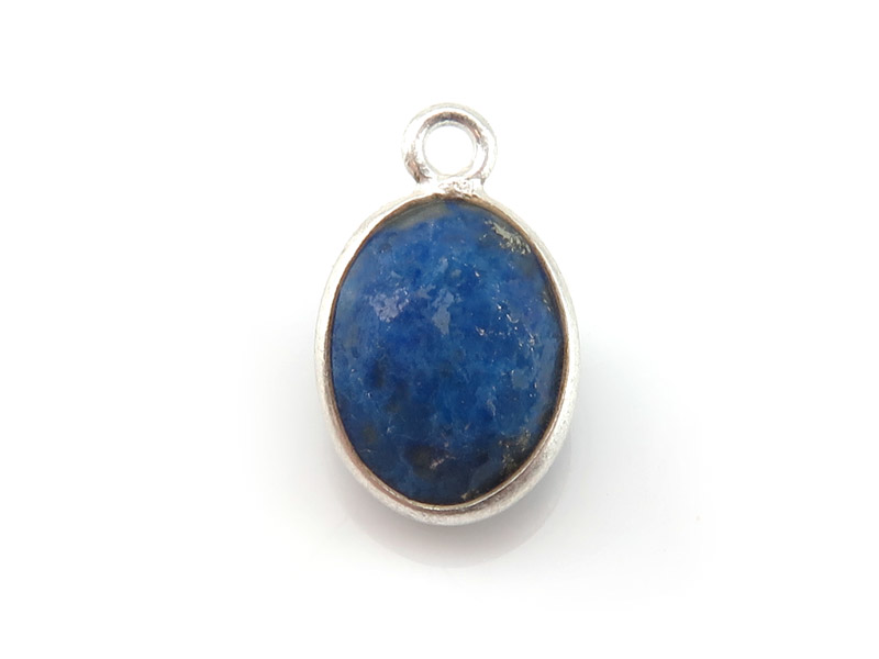Sterling Silver Lapis Lazuli Oval Charm 11-12mm
