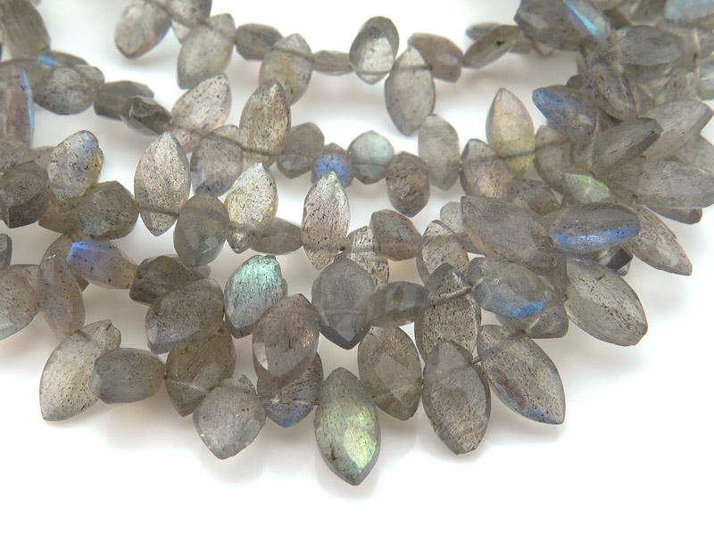 AA Labradorite Faceted Marquise Briolettes 8mm ~ 9'' Strand