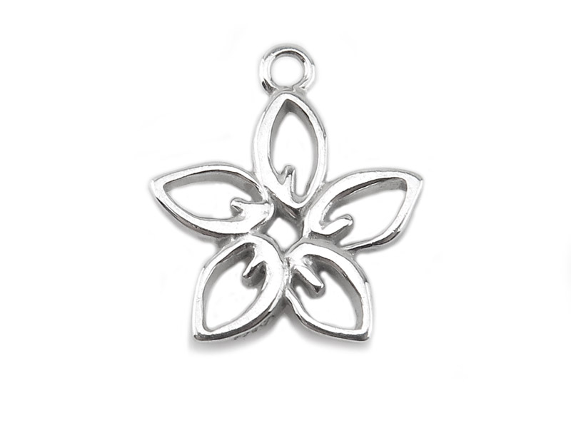 Sterling Silver Flower Charm 14mm