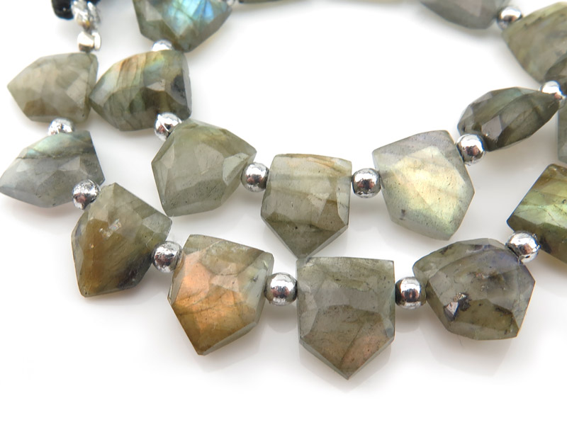 Labradorite Faceted Fancy Cut Briolettes 10-12mm ~ 7.5'' Strand