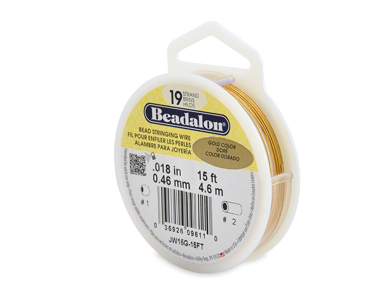Beadalon 19 Strand Stringing Wire 0.018" (0.46mm) Gold 15 ft