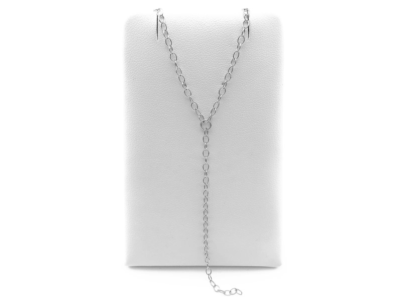 Sterling Silver Cable Chain Lariat Necklace with Spring Clasp ~ 18'' + 3''