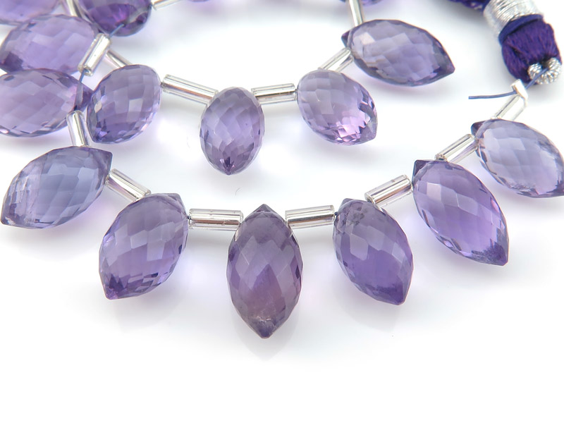AA+ Amethyst Faceted Dew Drop Briolettes 9-13mm (24)
