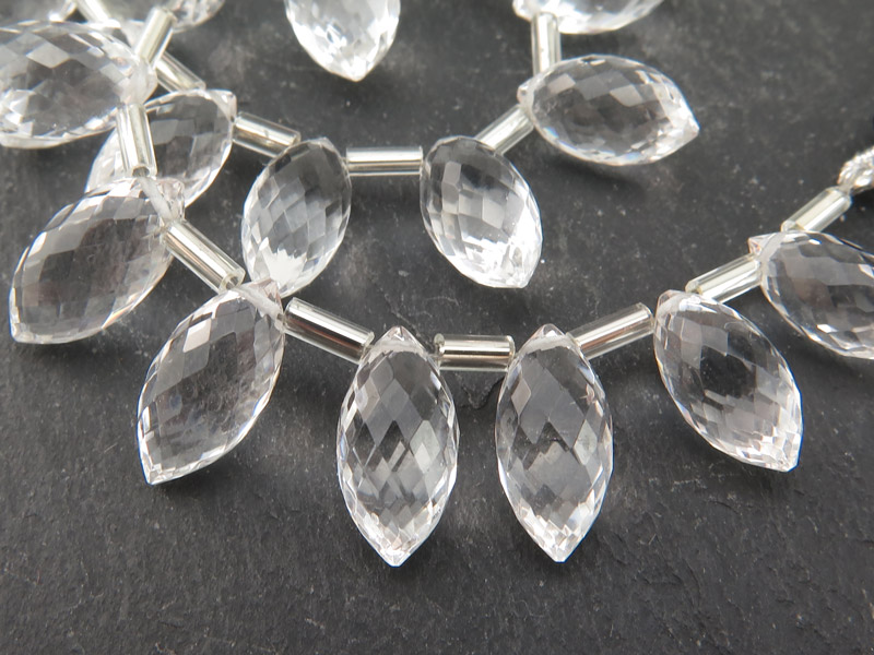 AA+ Crystal Quartz Faceted Dew Drop Briolettes 10-12mm (17)