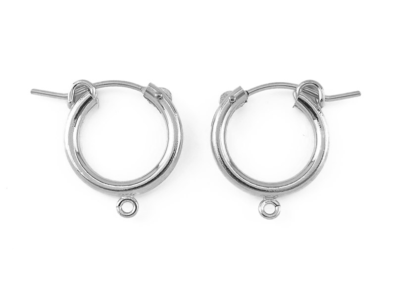 Sterling Silver Hinged Earring Hoop with Loop 15mm ~ PAIR