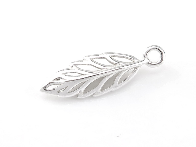 Sterling Silver 3D Leaf Charm 17mm