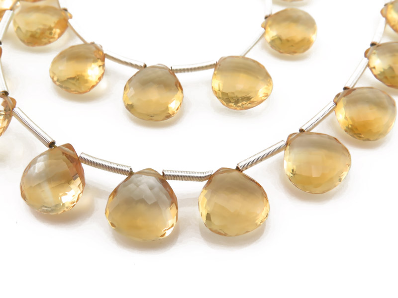 AAA Citrine Faceted Heart Briolettes 7.5-8.5mm