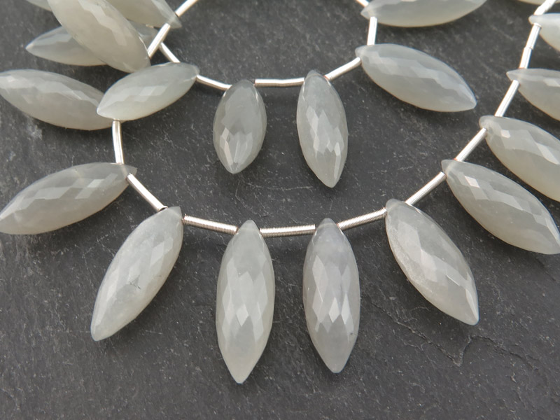AAA Grey Moonstone Faceted Dew Drop Briolettes 17-18mm ~ 9'' Strand