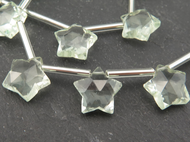 AA Green Amethyst Faceted Star Briolettes 10-11mm (16)