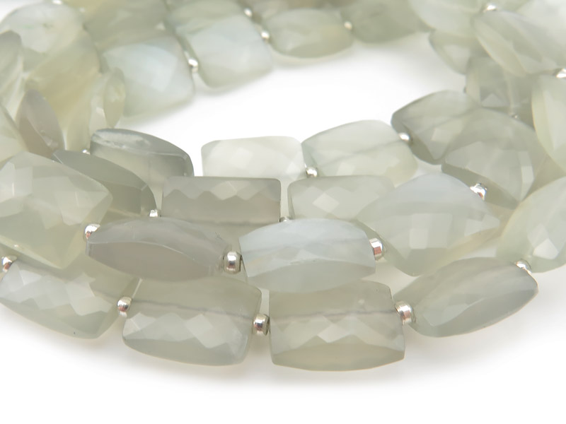 AAA Grey Moonstone Faceted Rectangle Beads 10-11mm ~ 9'' Strand