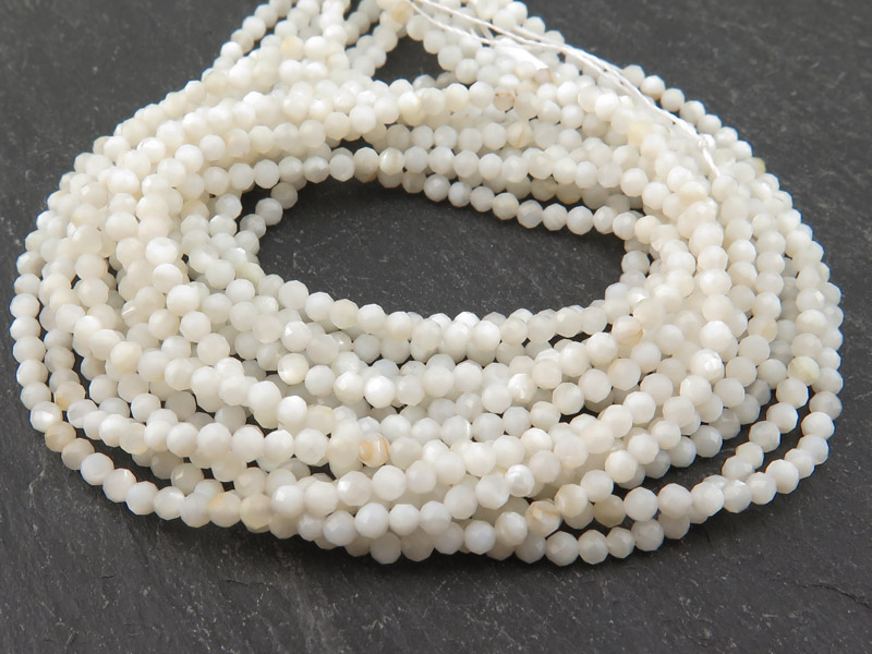 Mother of Pearl Faceted Round Beads 2.25mm ~ 15.5'' Strand