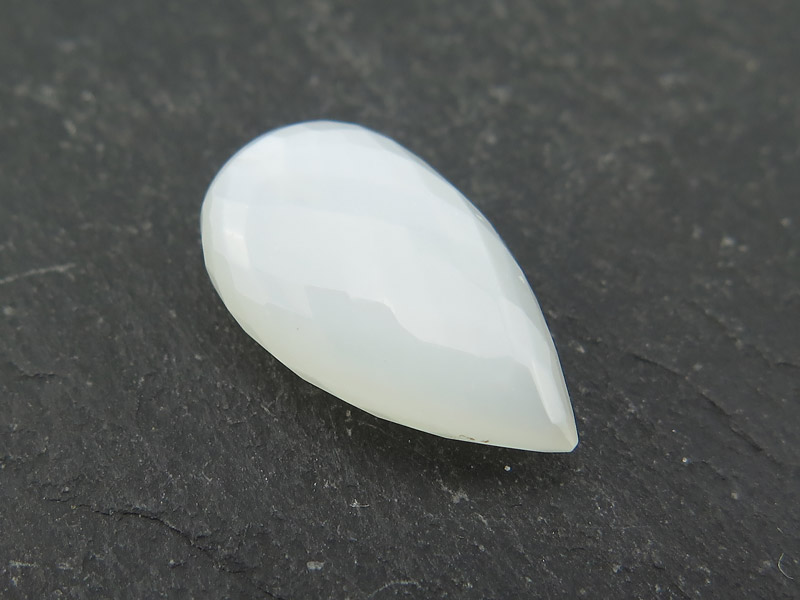 AAA White Moonstone Faceted Pear 18mm ~ Half Drilled ~ SINGLE