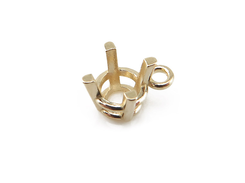 14K Gold Prong Basket Setting with Ring 4mm