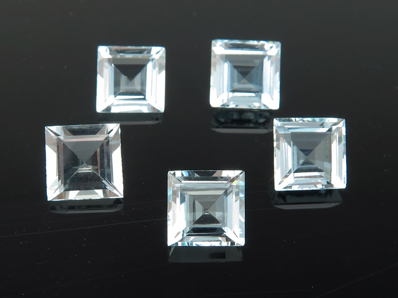 Aquamarine Faceted Square ~ Various Sizes