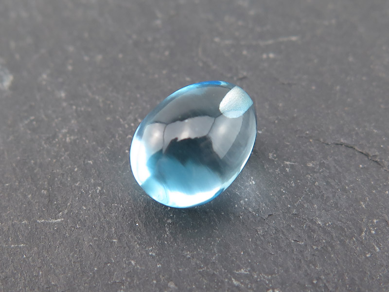 Swiss Blue Topaz Smooth Egg ~ Half Drilled ~ 11mm x 8mm