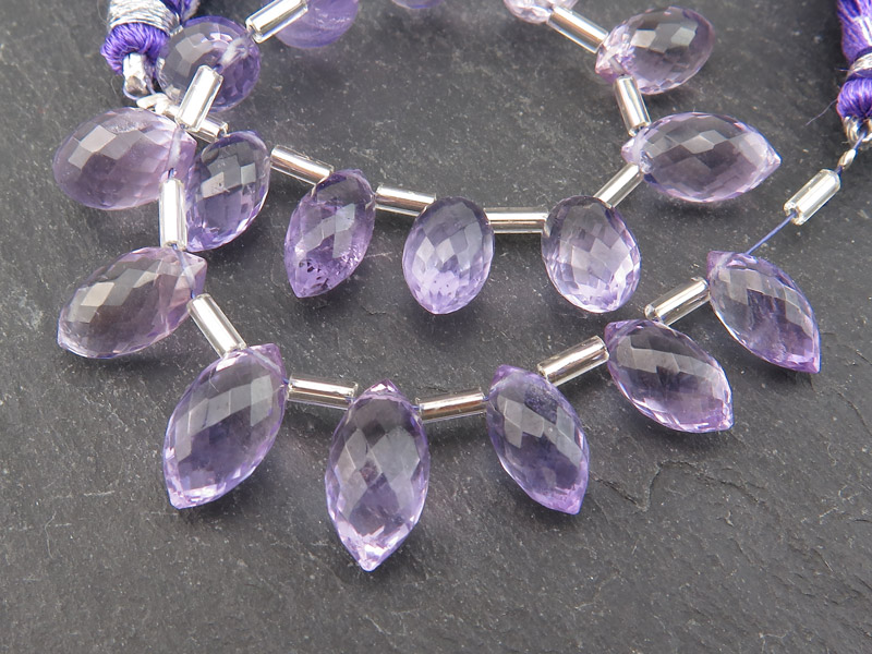 AA+ Pink Amethyst Faceted Dew Drop Briolettes 10-12mm (18)