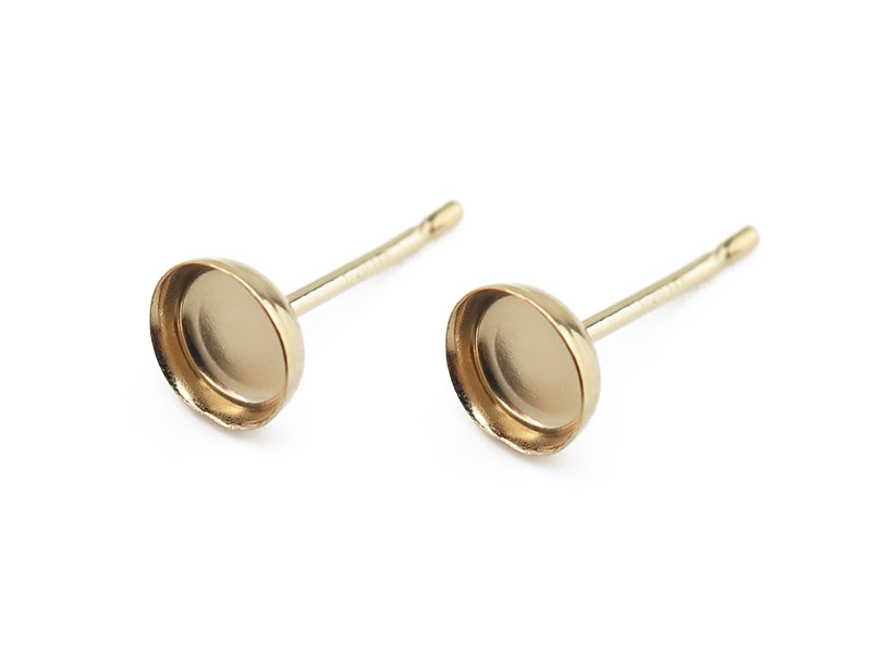 Gold Filled Round Bezel Cup Ear Stud 4mm PAIR - Main Image