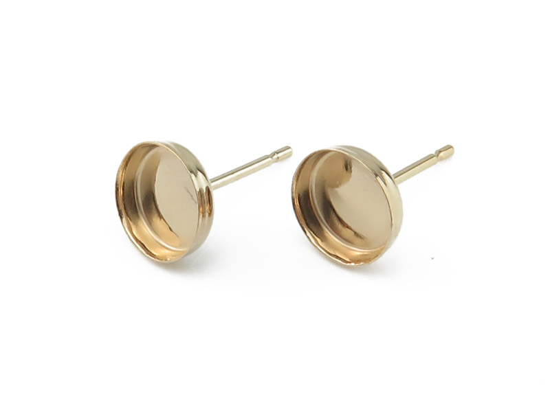 Gold Filled Round Bezel Cup Ear Stud 5mm ~ PAIR