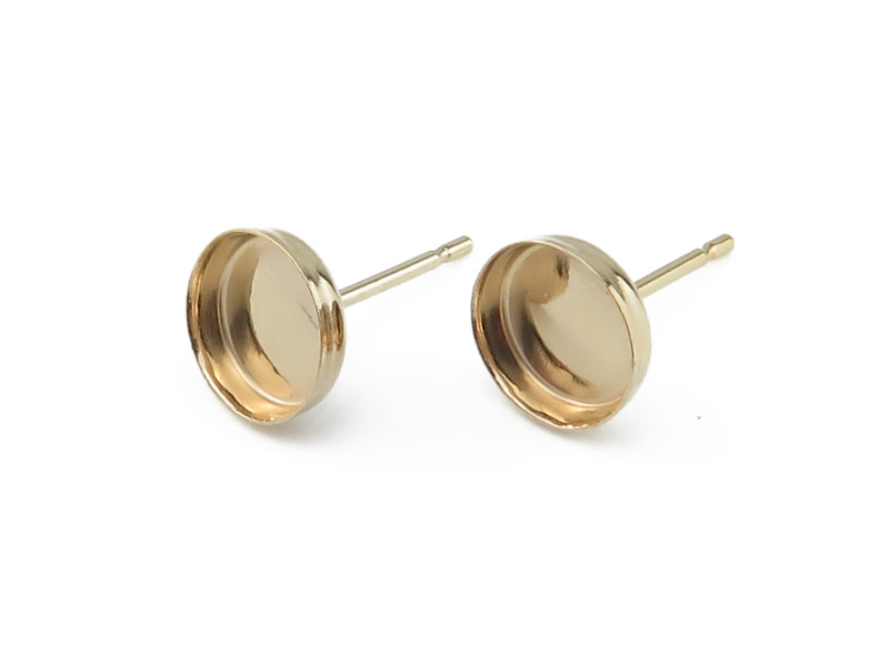 Gold Filled Round Bezel Cup Ear Stud 5mm PAIR