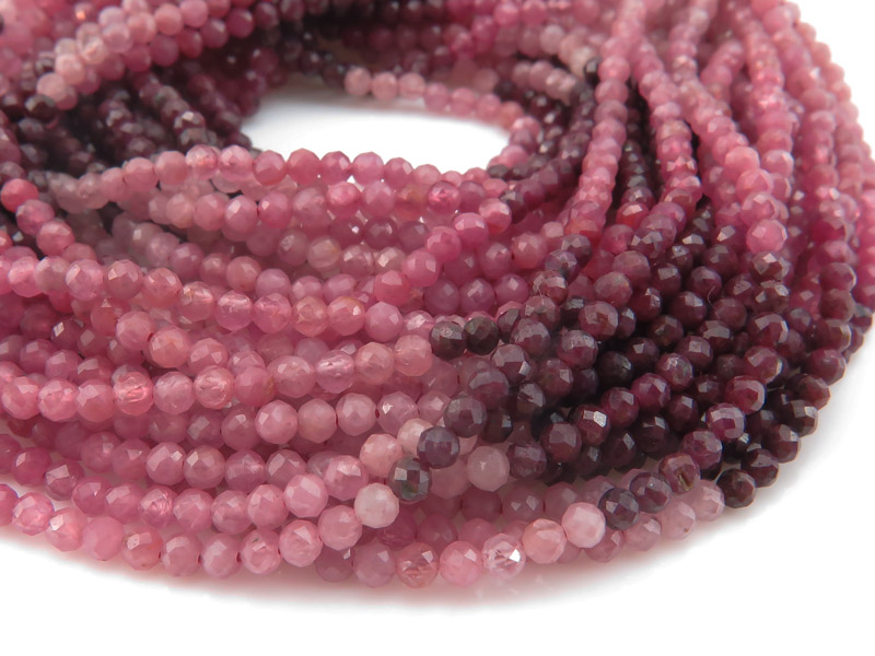 Shaded Ruby Micro-Faceted Rondelles 2.25mm ~ 12.5'' Strand