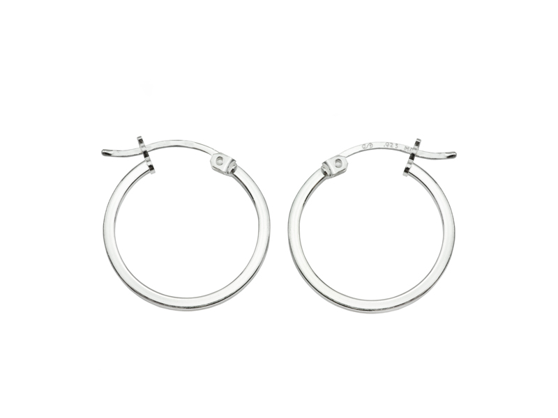 Sterling Silver Square Hinged Earring Hoop 20mm x 1.5mm ~ PAIR