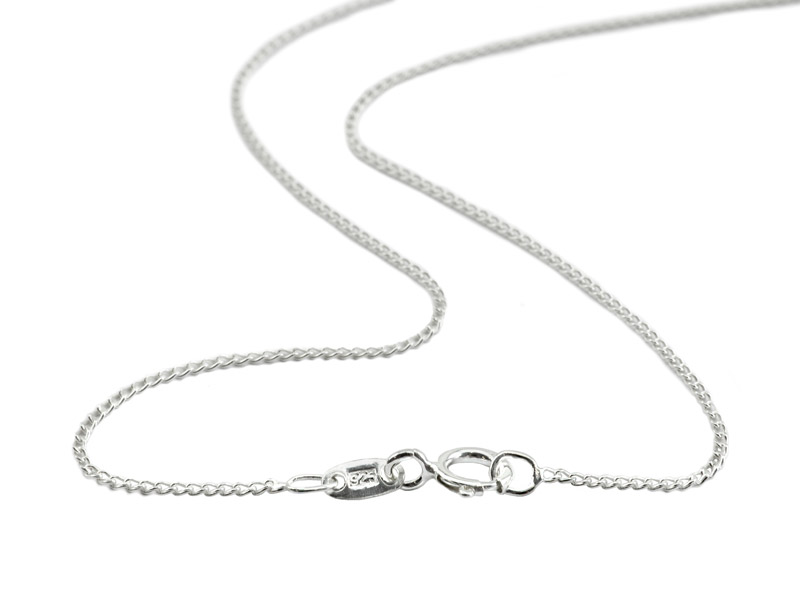 Sterling Silver Curb Chain (1mm) Necklace with Spring Clasp ~ 18''
