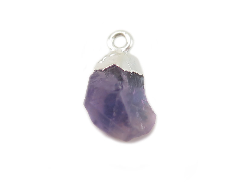 Sterling Silver Amethyst Raw Crystal Charm