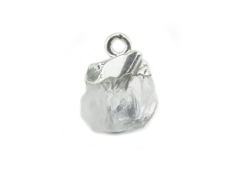 Sterling Silver Crystal Quartz Raw Crystal Charm