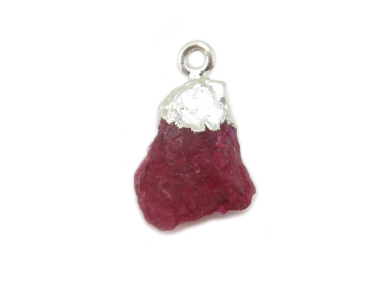 Sterling Silver Ruby Raw Crystal Charm