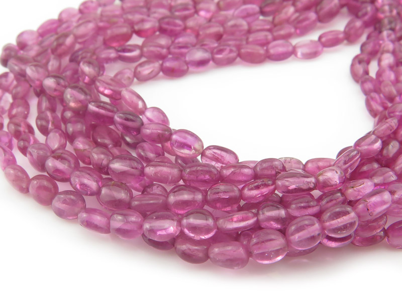 AA Pink Tourmaline Smooth Oval Beads 3.5-6mm ~ 16'' Strand