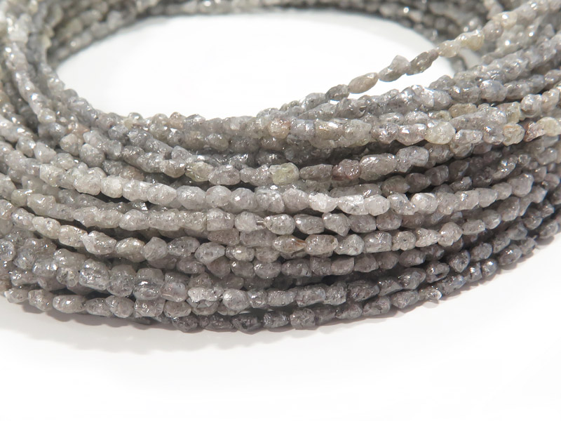 Grey Diamond Long Nugget Beads 3mm ~ 15'' Strand