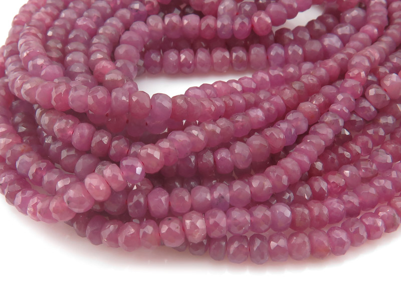 Ruby Faceted Rondelles 3-5mm ~ 16'' Strand