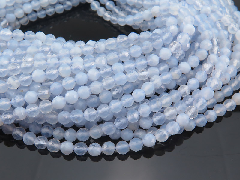 AA Chalcedony Faceted Round Beads 3.5mm ~ 13'' Strand