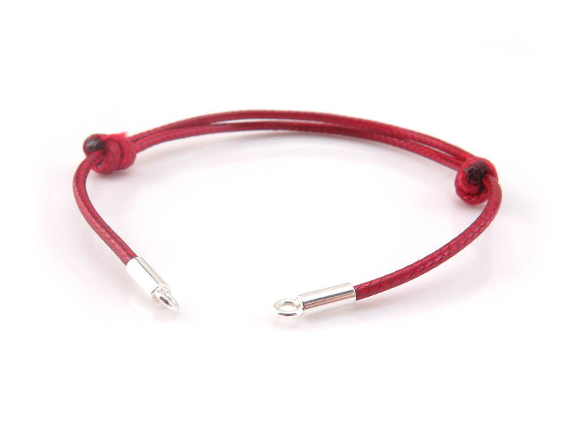 Sterling Silver & Cord Bracelet Base ~ Adjustable ~ Red