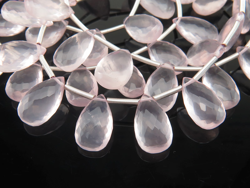 AAA Rose Quartz Faceted Pear Briolettes ~ Various Sizes