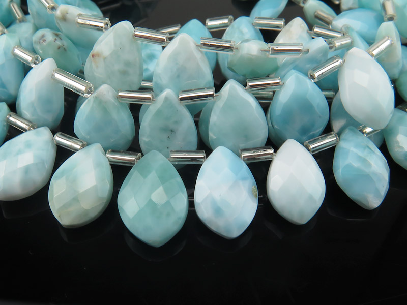AA Larimar Faceted Fancy Cut Briolettes 9-12mm ~ 8'' Strand
